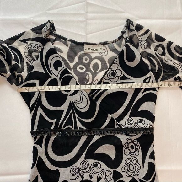 Y2K Clockhouse Black and White Mesh Top Size Small - Picture 10 of 12